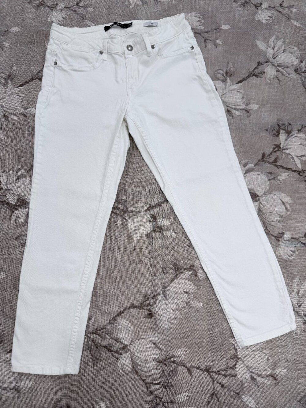 Max Jeans White Crop Straight Leg Jeans Size 8 Stretch Denim Coastal Chic